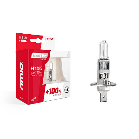 Set becuri cu halogen H1 12V 55W LumiTec SILVER + 100% DUO BOX
