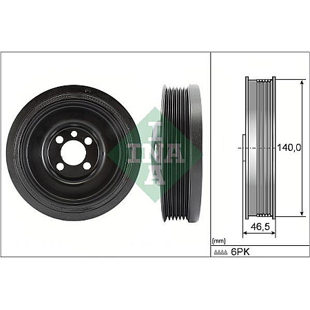 Fulie curea. arbore cotit Crankshaft pulley number of ribs. 6 AUDI A1 A3 A4 ALLROAD B8 A4 B8 A5 A6 C7 Q3 Q5 TT SEAT ALHAMB AUDI A3 II (8PA), Sportback, 09.2004 - 12.2015 INA 544 0138 10