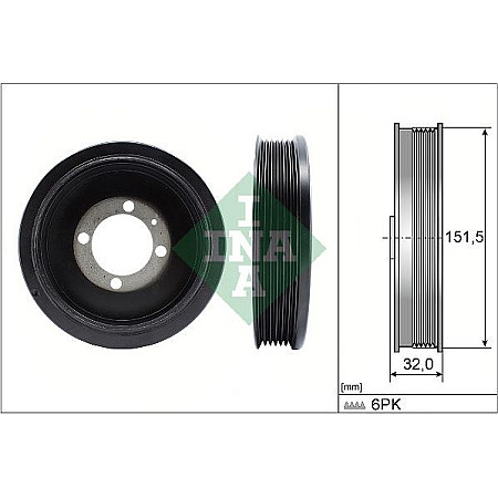 Fulie curea. arbore cotit Crankshaft pulley number of ribs. 6 fits. CHEVROLET CRUZE TRAX OPEL ASTRA H ASTRA H CLASSIC ASTRA H GT OPEL MERIVA A (X03), Dubita, 05.2003 - 05.2010 INA 544 0123 10