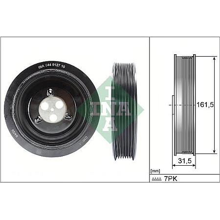 Fulie curea. arbore cotit Crankshaft pulley FORD RANGER TRANSIT TRANSIT V363 LAND ROVER DEFENDER 2.2D-2.4D 01.00- FORD TRANSIT (FA_), Van, 04.2006 - 12.2014 INA 544 0127 10