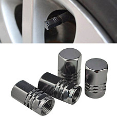 Set capacele auto pentru ventil hexagon negru 4 buc