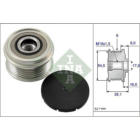 Sistem roata libera. generator Rulita alternator ALFA ROMEO MITO BMW 1 E87 3 E90 3 E91 3 E92 3 E93 CITROEN NEMO N OPEL ASTRA G CLASSIC (T98), Liftback, 03.2004 - 07.2009 INA 535 0063 10