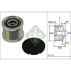 Sistem roata libera. generator Rulita alternator DACIA DOKKER DOKKER EXPRESS-MINIVAN DUSTER DUSTER-SUV LODGY LOGA RENAULT MEGANE GRAND COUPE IV (RFB), Sedan, 10.2016 - INA 535 0081 10