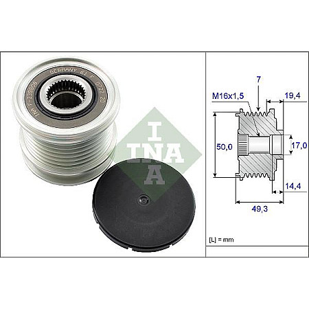 Sistem roata libera. generator Rulita alternator MERCEDES C W203 C W204 C W205 C T-MODEL S203 C T-MODEL S204 C T- MERCEDES-BENZ C-CLASS T-Model (S205), Turism, 09.2014 - INA 535 0140 10
