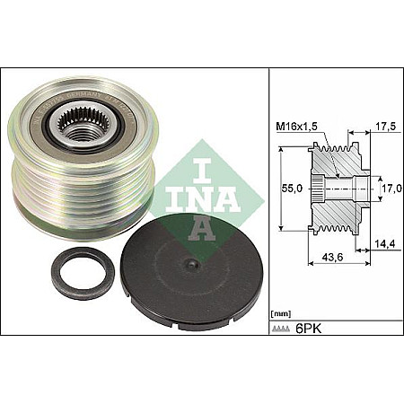 Sistem roata libera. generator Rulita alternator MERCEDES CITAN MPV CITAN MIXTO DOUBLE CABIN CITAN-MINIVAN W415 A RENAULT LAGUNA I (B56_, 556_), Hatchback, 11.1993 - 08.2002 INA 535 0105 10