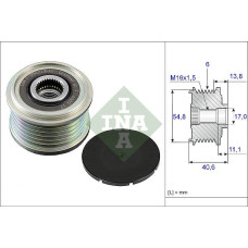 Sistem roata libera. generator Rulita alternator DACIA DOKKER DOKKER EXPRESS-MINIVAN DUSTER DUSTER-SUV LODGY LOGA RENAULT MEGANE GRAND COUPE IV (RFB), Sedan, 10.2016 - INA 535 0102 10