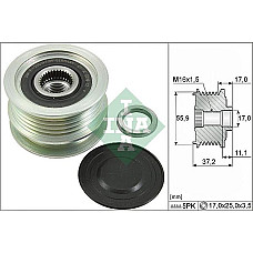 Sistem roata libera. generator Rulita alternator NISSAN MICRA III RENAULT CLIO II GRAND SCENIC II KANGOO KANGOO B RENAULT LAGUNA I (B56_, 556_), Hatchback, 11.1993 - 08.2002 INA 535 0116 10