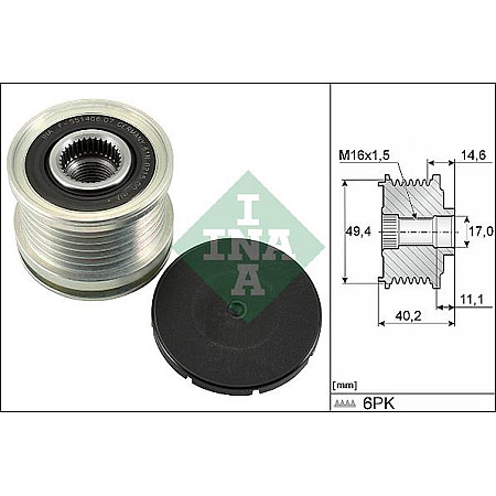 Sistem roata libera. generator Rulita alternator MAN TGE AUDI A1 A3 A4 ALLROAD B8 A4 ALLROAD B9 A4 B6 A4 B7 A4 B8 VW CRAFTER 30-50 (2F_), Cadru de sprijin, 04.2006 - 12.2016 INA 535 0124 10