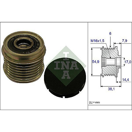 Sistem roata libera. generator Rulita alternator IVECO DAILY IV DAILY V DAILY VI CITROEN JUMPER FIAT DUCATO PEUGE FIAT DUCATO (250_, 290_), Cadru de sprijin, 07.2006 - INA 535 0176 10
