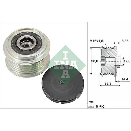 Sistem roata libera. generator Rulita alternator HYUNDAI ACCENT V BAYON CRETA ELANTRA V ELANTRA VI I10 I I10 II I HYUNDAI i10 II (BA, IA), Hatchback, 08.2013 - INA 535 0296 10