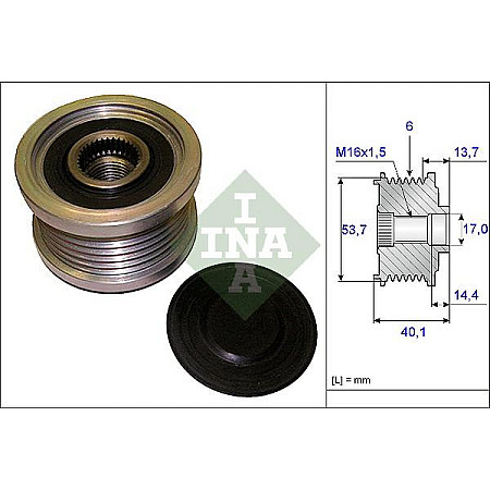 Sistem roata libera. generator Rulita alternator BMW 3 E46 3 E90 3 E91 3 E92 3 E93 5 E60 5 E61 6 E64 7 E65 E66 E6 OPEL ASTRA J (P10), Hatchback Van, 09.2009 - 10.2015 INA 535 0202 10