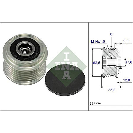 Sistem roata libera. generator Rulita alternator HYUNDAI SONATA V KIA CARENS II CARENS III MAGENTIS TOYOTA AURIS KIA MAGENTIS (MG), Sedan, 10.2005 - INA 535 0219 10