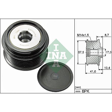 Sistem roata libera. generator Rulita alternator DAIHATSU CHARADE VIII FORD GALAXY III MONDEO V S-MAX TOYOTA AURI TOYOTA YARIS II (_P9_), Hatchback, 01.2005 - 12.2014 INA 535 0282 10