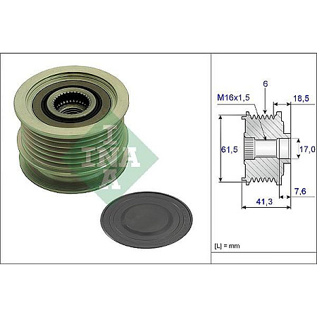 Sistem roata libera. generator Rulita alternator ALFA ROMEO 159 FIAT BRAVO II CROMA GRANDE PUNTO STILO OPEL ASTRA VAUXHALL ASTRA Mk V (H) Sport Hatch (A04), Hatchback, 02.2005 - 11.2010 INA 535 0234 10