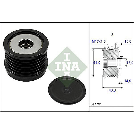 Sistem roata libera. generator Rulita alternator ALFA ROMEO GIULIETTA CHRYSLER DELTA FIAT 500L 500X BRAVO II CROM FIAT CROMA (194_), Estate Van, 04.2006 - 12.2011 INA 535 0230 10