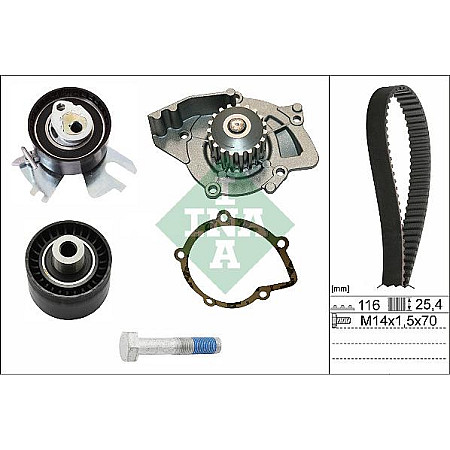 Set pompa apa curea dintata Set de distributie curea intinzator pompa de apa se potriveste. VOLVO C30 C70 II S40 I S40 II S80 PEUGEOT 308 I (4A_, 4C_), Hatchback, 09.2007 - 12.2016 INA 530 0449 30
