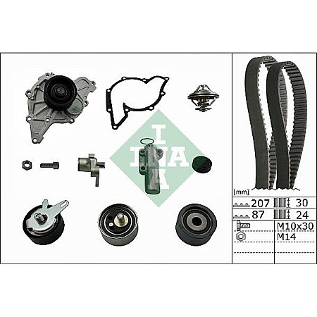 Set pompa apa curea dintata Set de distributie curea intinzator pompa de apa se potriveste. AUDI A4 B5 A4 B6 A4 B7 A6 C5 A8 D AUDI A4 Avant (8D5, B5), Turism, 11.1994 - 12.2002 INA 530 0539 30