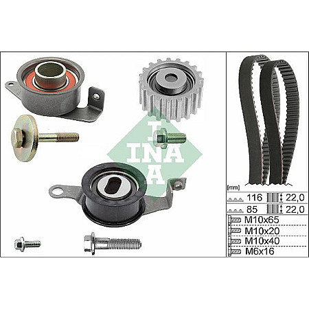 Set curea de distributie Set de distributie curea pinion se potriveste. FORD ESCORT VI ESCORT VI-KOMBI FIESTA III FIESTA IV FIE FORD ESCORT VII (ALL), Sabrioleta, 03.1994 - 08.2000 INA 530 0010 10