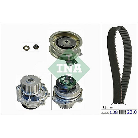 Set pompa apa curea dintata Set de distributie curea intinzator pompa de apa se potriveste. AUDI A3 A4 B5 A4 B6 A4 B7 SEAT AL VW CADDY III (2KB, 2KJ, 2CB, 2CJ), Dubita, 03.2004 - 05.2015 INA 530 0171 31