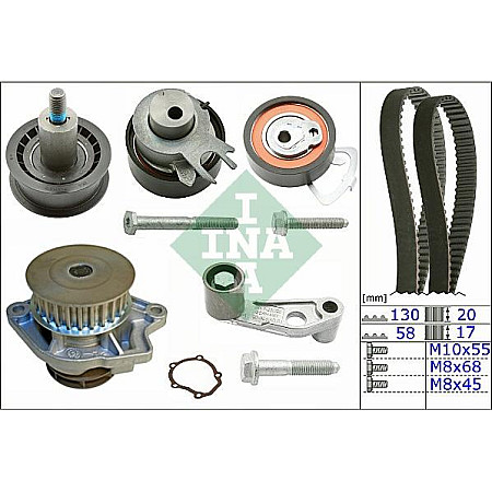 Set pompa apa curea dintata Set de sincronizare curea scripete pompa de apa SEAT LEON TOLEDO II VW BORA BORA I VW LUPO (6X1, 6E1), Hatchback, 09.1998 - 07.2005 INA 530 0360 30