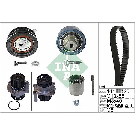 Set pompa apa curea dintata Set de sincronizare curea scripete pompa de apa SEAT IBIZA III SKODA FABIA I FABIA SKODA FABIA I (6Y2), Hatchback, 08.1999 - 03.2008 INA 530 0361 30