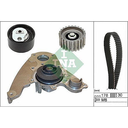 Set pompa apa curea dintata Set de distributie curea intinzator pompa de apa se potriveste. IVECO DAILY III DAILY IV DAILY V FIAT DUCATO (250_, 290_), Van, 07.2006 - INA 530 0232 30