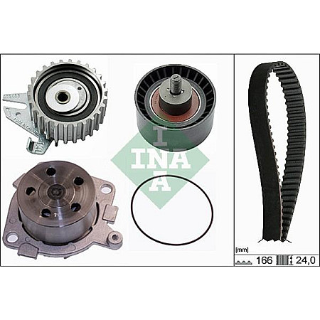Set pompa apa curea dintata Set de distributie curea intinzator pompa de apa se potriveste. ALFA ROMEO 145 146 147 155 156 GT FIAT DOBLO (223_), Box/MPV, 11.2000 - INA 530 0226 30
