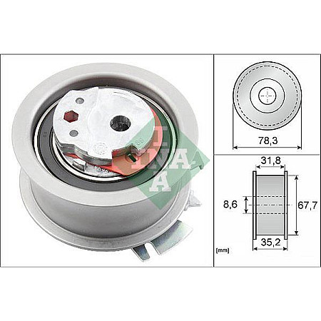 Rola intinzator.curea distributie Rola de tensionare curea de distributie AUDI A3 A4 A6 MITSUBISHI LANCER SEAT ALTEA TOLEDO III VW GOLF V Variant (1K5), Turism, 01.2007 - 07.2009 INA 531 0628 30