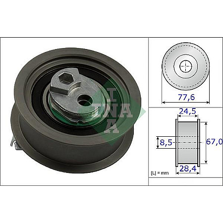 Rola intinzator.curea distributie Timing belt tension roll-pulley AUDI A1 A3 A4 B7 A6 C6 TT SEAT ALTEA ALTEA XL EXEO EXEO VW GOLF VI (517), Sabrioleta, 03.2011 - 05.2016 INA 531 0851 10