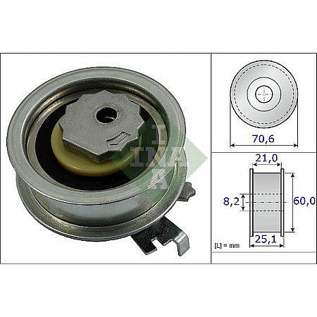 Rola intinzator.curea distributie Timing belt tension roll-pulley AUDI A1 A1 CITY CARVER A3 A4 B9 A5 Q2 Q3 SEAT ALHAMBRA A VW BEETLE (5C7, 5C8), Sabrioleta, 12.2011 - 07.2019 INA 531 0882 10