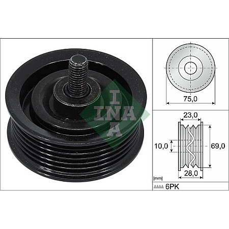 Rola ghidare-conducere. curea transmisie Poly V-belt pulley HYUNDAI GRAND SANTA FE IX35 SANTA FE IV SANTA FE IV-SUV SANTA HYUNDAI TUCSON III (TL, TLE), Crossover, 05.2015 - INA 532 0744 10