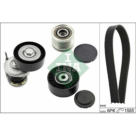 Set curea transmisie cu canel V-belts set with rollers SKODA SCALA VW AMAROK MULTIVAN V MULTIVAN VI TRANSPORTER V TRANS VW AMAROK (S1B, S6B, S7B), Cadru de sprijin, 09.2011 - INA 529 0535 20