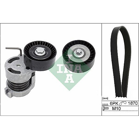 Set curea transmisie cu canel V-belts set with rollers BMW 1 E81 1 E82 1 E87 1 E88 3 E46 3 E90 3 E91 5 E60 X1 E84 Z4 E8 BMW 3 Touring IV (E46), Turism, 06.1999 - 07.2005 INA 529 0044 10