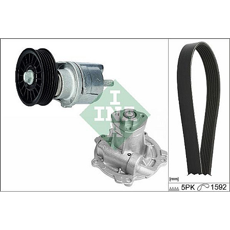 Pompa apa Set curea transmisie cu canel V-belts set with rollers AUDI A4 A6 VW PASSAT 1.9D-1.9DH 01.95-09.01 AUDI A6 II (4B2, C5), Sedan, 01.1997 - 08.2005 INA 529 0161 31