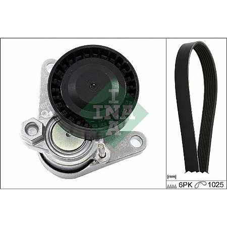 Set curea transmisie cu caneluri V-belts set with rollers fits. AUDI A1 A3 A4 ALLROAD B8 A4 ALLROAD B9 A4 B8 A4 B9 A5 A6 C7 A6 C SEAT LEON ST (5F8), Estate Van, 01.2013 - INA 529 0167 10