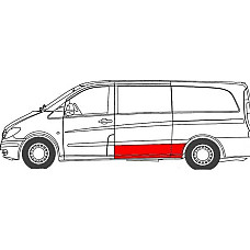 Placa de prag Prag auto Stanga model lung partea inferioara se potriveste. MERCEDES VITO - MIXTO W639 VITO W639 -10.10 MERCEDES-BENZ VITO (W639), Autobuz, 09.2003 - BLIC 6505-06-3542013K