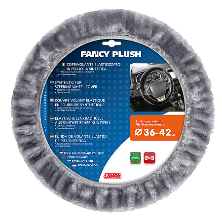 Husa volan din blana sintetica Fancy Plush -  36/42cm - Gri