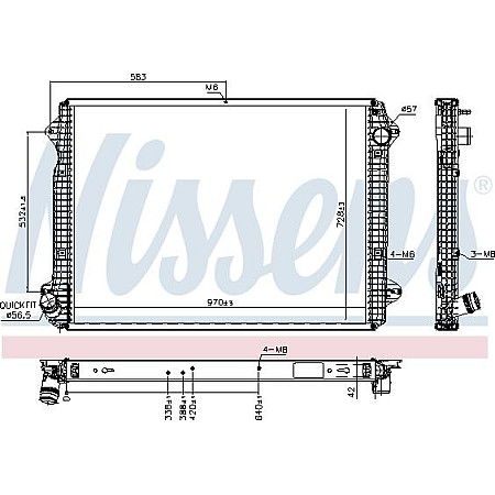 Radiator. racire motor Radiator motor cu rama se potriveste. SCANIA LPGRS DC07.108-OC13.101 09.16- SCANIA L,P,G,R,S - series (N323), Semitrailer, 08.2016 - Nissens 606320