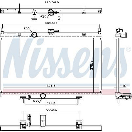 Radiator. racire motor Radiator motor se potriveste. NISSAN SENTRA VI 2.0 NISSAN SENTRA VI (B16), Sedan, 09.2006 - 12.2013 Nissens 606768