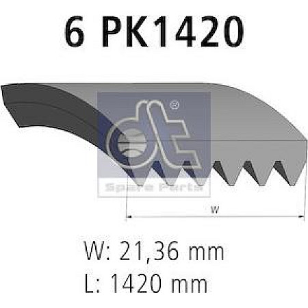 Curea transmisie cu canel Multi-V-curea 6PK1420 MERCEDES B SPORTS TOURER W245 SPRINTER 35-T B906 SPRINTER 3-T TOYOTA AVENSIS II (_T25_), Hatchback, 03.2003 - 11.2008 DT Spare Parts 6.31516