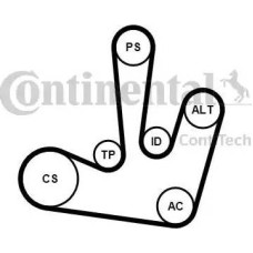 Set curea transmisie cu caneluri RENAULT LAGUNA II Grandtour (KG0/1_), Turism, 03.2001 - 12.2007 Continental 6PK1795K1