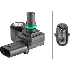 Senzor. presiune galerie admisie Senzor de presiune la galeria de admisie 3 pin BMW 1 E81 1 E82 1 E87 1 E88 1 F20 BMW 5 - V (E60), Sedan, 12.2001 - 03.2010 HELLA 6PP 358 152-401