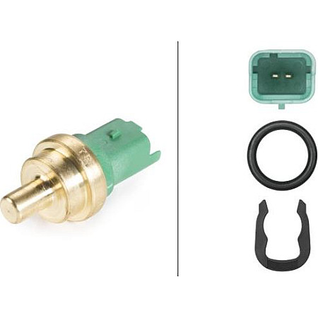 Senzor.temperatura lichid de racire Senzor temperatura lichid racire numar pini. 2 verde VOLVO C30 C70 II S40 II FORD FOCUS III, Hatchback Van, 01.2011 - HELLA 6PT 009 309-391