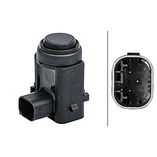 Sensor de parcare Parking distance sensor rear iS it suitable for painting. yes FORD FIESTA V FIESTA VI FOCUS FUSION GALA FORD FOCUS (DNW), Estate Van, 08.1998 - 03.2005 HELLA 6PX 358 141-491