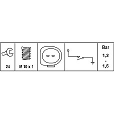 Senzor.presiune ulei Senzor presiune ulei 12-16bar 2 pin negru AUDI A1 A3 A4 B7 A6 ALLROAD C6 A6 C6 A8 D3 TT SEAT VW GOLF VI (517), Sabrioleta, 03.2011 - 05.2016 HELLA 6ZL 008 280-101