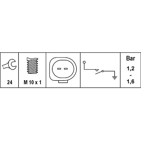 Senzor.presiune ulei Senzor presiune ulei 12-16bar 2 pin negru AUDI A1 A3 A4 B7 A6 ALLROAD C6 A6 C6 A8 D3 TT SEAT AUDI A7 (4GA, 4GF), Sportback, 07.2010 - 05.2018 HELLA 6ZL 008 280-101