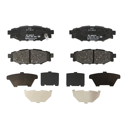 Set placute frana.frana disc Set placute frana Spate se potriveste. SUBARU BRZ FORESTER IMPREZA LEGACY IV LEGACY V OUTBACK WRX SUBARU LEGACY IV (BL), Sedan, 09.2003 - 12.2015 BOSCH 0 986 494 444