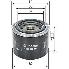 Filtru ulei se potriveste. DAEWOO TICO DAIHATSU CHARADE I CHARADE II CHARADE III FEROZA HIJET PONTIAC VIBE SUZUKI ALTO I ALTO II SUZUKI LJ80, Crossover, 11.1977 - 12.1981 BOSCH 0 986 452 019
