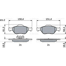 Set placute frana FORD FIESTA IV (JA_, JB_), Hatchback, 08.1995 - 06.2006 BOSCH 0 986 424 558
