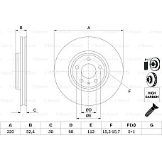 Disc frana AUDI A6 Avant (4G5, 4GD, C7), Turism, 05.2011 - 09.2018 BOSCH 0 986 479 468